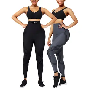 Benutzer definierte Logo Leggings mit hoher Taille und nahtloser BH zweiteiliges Yoga-Set 3D-gedruckte Yoga-Sportarten Tragen Sie Fitness-Fitness-Sets