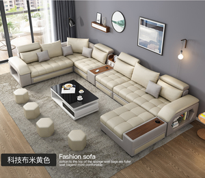 Chesterfield – canapé <span class=keywords><strong>de</strong></span> <span class=keywords><strong>couchage</strong></span> confortable 7 places en cuir gris <span class=keywords><strong>de</strong></span> style européen, vente en gros - Product Image 4