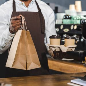 Emballage alimentaire à emporter biodégradable personnalisé, sac en papier kraft blanc, sacs en papier promotionnels avec votre propre logo - Product Image 2