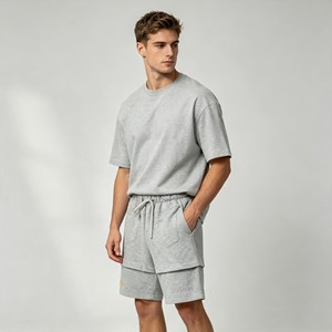350g Hot Selling Men's <b>sets</b> Embossing Crew Neck T-Shirt jogger pangts,summer 100% Cotton jersey t shirt Two Piece <b>Set</b> for Men - Product Image 6