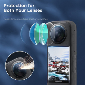 Kit protezione schermo e lenti per fotocamera Insta360 X3: 2 pellicole in vetro temperato per schermo + 1 paio di protezioni per lenti in vetro temperato - Product Image 4