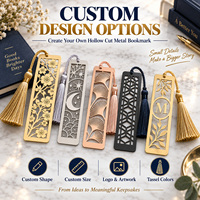 Marque-pages en métal ajouré personnalisés OEM/ODM en gros avec pompons, plaqués or/rose or, logo personnalisé, cadeaux pour les amateurs de livres