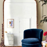 Miroir sur pied antique surdimensionné à fleurs décoratives pleine longueur