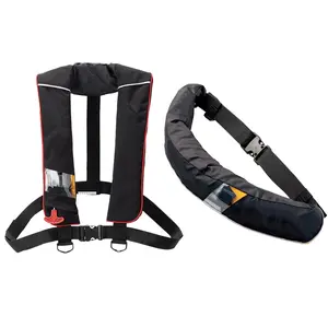 Black Swimming Automatic Manual Inflatable Oxford Life Jacket Lifesaving Belt