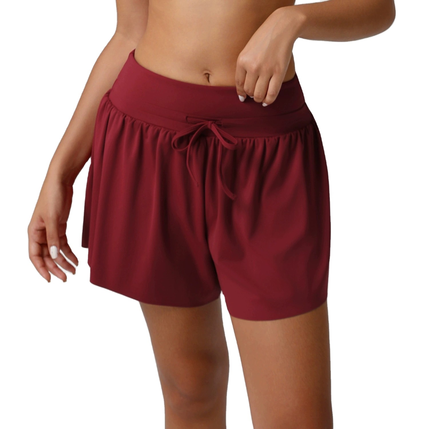 High-Waist Tummy-Control Activewear Shorts (LJ-SM2544): fabric, pocket and construction detail