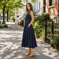 Ensemble gilet et jupe plissée bleu marine pour femme, col en V, deux pièces, tenue de bureau, vente en gros, OEM, marque privée