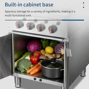 Cuisinière à gaz sur pied avec 4 brûleurs, équipement de cuisine professionnel pour sautés - Product Image 4