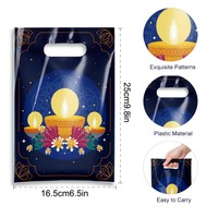 MorSun 50 sacs en plastique mixtes (2 motifs) pour les fêtes de Diwali – Idéal pour les célébrations indiennes de Deepavali