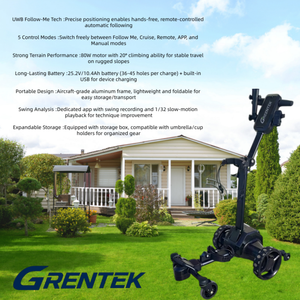 Nouveau chariot de golf électrique léger AI à 6 roues, télécommandé, pliable, avec batterie au lithium et support parapluie - Product Image 4