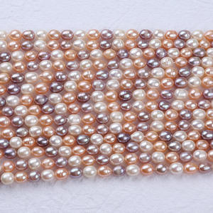 Wholesale DIY Button Shape <b>Freshwater</b> <b>Pearls</b> 7-8mm Loose White Purple Rice Beads Mixed Colors for Necklace <b>Bracelet</b> Making - Product Image 1
