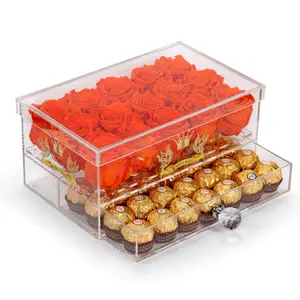All'ingrosso personalizzato chiaro scatola di fiori di lusso acrilico con cassetto