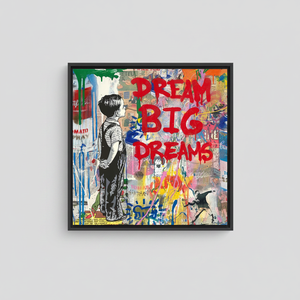 Printed Canvas: Banksy Graffiti Art - Dream Big Boy,<b>BLACK</b> <b>FRAMED</b> CANVAS - Product Image 2