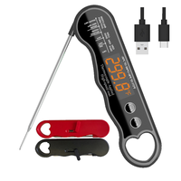 Thermomètre numérique pour barbecue à affichage LED étanche en métal rechargeable ultra-rapide haute précision Grillades Cuisson Friture Aliments Viande Four