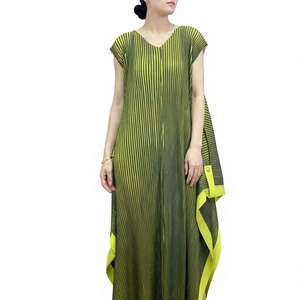 Mini abito estivo Casual donna donna taglie forti <span class=keywords><strong>a</strong></span> <span class=keywords><strong>righe</strong></span> in Chiffon intrecciato con <span class=keywords><strong>motivi</strong></span> <span class=keywords><strong>a</strong></span> pieghe senza maniche vita naturale XS Fit - Product Image 3