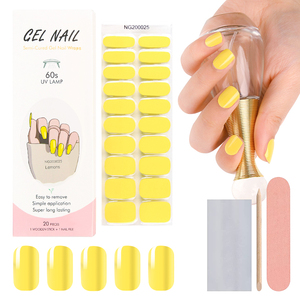 Huizi Factory Korean Semi Cured Gel <strong>Nail</strong> Wraps Non-toxic <strong>Solid</strong> <strong>Color</strong> Self-adhesive Uv Gel <strong>Nail</strong> Sticker - Product Image 4