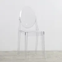 Toptan orta yüzyıl Victoria Modern kolsuz yemek sandalyesi düğün olay akrilik kristal şeffaf plastik şeffaf hayalet sandalye