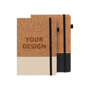 New Products Ideas Business 2026 Custom Logo A5 Business Notebook Combined Cork PU Leather Color Block Meeting Diary <b>Pen</b> Holder - Product Image 2