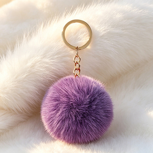 Porte-clés Pompon en Fausse Fourrure Moelleuse, Breloque Colorée pour Sac à Main pour Femme - Product Image 3