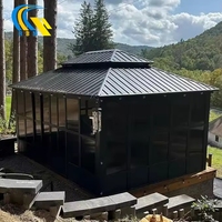 Pavillon des quatre saisons extérieur Sun-room Toit en acier galvanisé Cadre en aluminium Design victorien Maison en verre coulissante Moulure polygonale