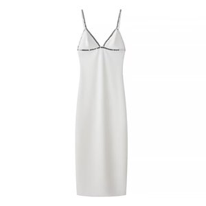 Abiti da <span class=keywords><strong>donna</strong></span> senza maniche Sexy con scollo a V a metà Modulare elegante abito Midi con finiture in diamanti <span class=keywords><strong>bianchi</strong></span> abito da sera da festa - Product Image 1