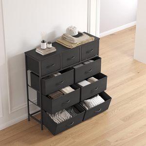 Armario de tela ancho <span class=keywords><strong>y</strong></span> alto con parte superior de madera, cómoda para dormitorio con 9 cajones, organizador de almacenamiento - Product Image 3