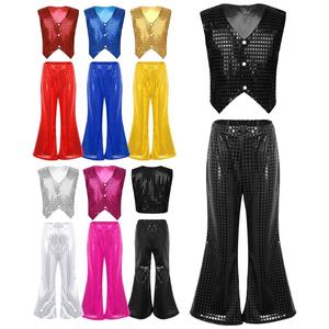 Traje de Baile de Salón Estándar para Niños y Niñas de 7 a 14 Años, Chaleco con Pantalones Acampanados para Actuaciones en Escenario, Baile Hip-Hop y Jazz - Product Image 1