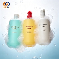 Botol Plastik PET Biru Kuning Kosong Putih Mewah 300ml Silinder PE Bulat Pompa Gel Mandi Sampo Lotion 500ml