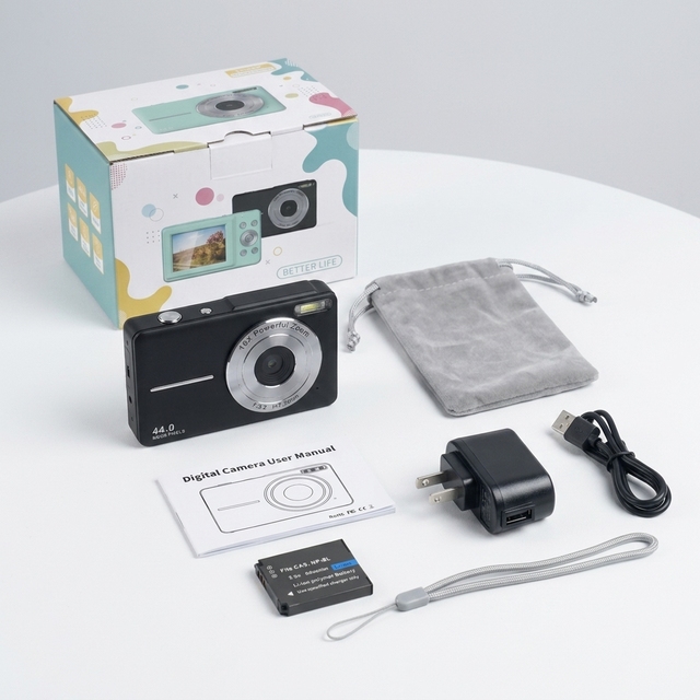 4K Digital Camera for Kids 44MP FHD 1080P 16X Zoom Portable Mini Vlogging Camera 2.4" LCD Christmas Gift