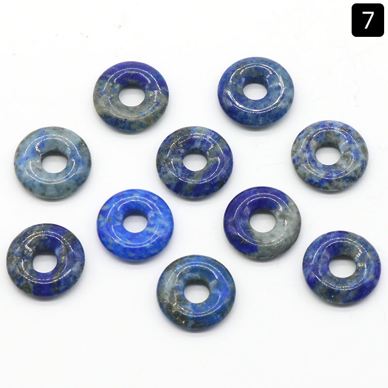 18mm Donuts Stone Beads Rondelle Stone with 6mm Large Hole Loose Gemstone Beads for Jewelry Making Good Luck Coin Wealth Pendant