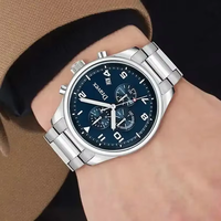 Jam Tangan Pria Merk Ternama Bosst Mewah Angka Arab Dial Biru Tali Baja Tahan Karat Tahan Air HB Quartz