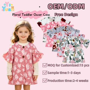 Cappotto Floreale per Bambine con Bottoni in Legno, Personalizzabile OEM, Giacca Esterna Primaverile/Autunnale/Invernale per Bambini, Abbigliamento Boutique USA all'Ingrosso - Product Image 1