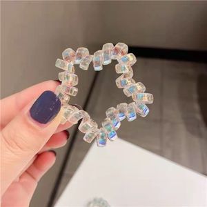 Élastique à cheveux en forme de cœur, irisé, en résine plastique, pour usage quotidien - Product Image 2
