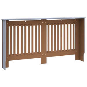 Cubierta de radiador de madera MDF moderna grande 152x19x81,5 cm gris para uso doméstico en sala de estar y dormitorio