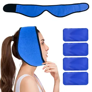 Compports adjustable 4 reusable gel ice packs with wrap hot therapy cold compress face ice pack for wisdom teeth jaw head chin
