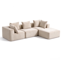 Canapé modulaire compressible en velours côtelé, sectionnel librement combinable, canapé paresseux emballé sous vide pour salon et appartement