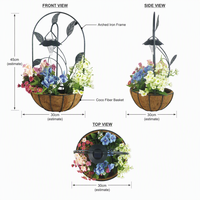 Panier de Jardin Suspendu Solaire Arqué avec Doublure en Fibre de Coco et Cadre en Fer, Décoration pour Jardin, Patio, Porche