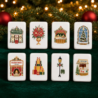 Ensemble de Mahjong de luxe américain, édition de Noël, 160 tuiles en acrylique, dos pailleté, jeu de table familial haut de gamme, boîte cadeau