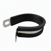 Collier de serrage réglable en caoutchouc EPDM pour tuyau, type vis sans fin, 15 mm, bande W1 galvanisée, isolé, pour câble et tuyau