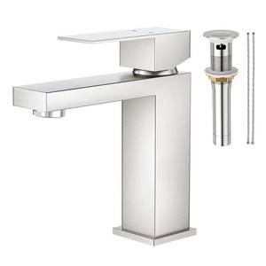 304 Stainless Steel Hole Single Handle Ceramic Basin Faucet Chrome Finish <b>Deck</b> Mounted CUPC Certified Bathroom Sink - Product Image 4