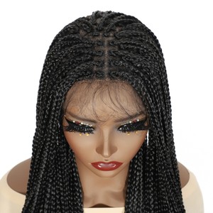 Peluca trenzada sin nudos estilo bohemio al por mayor para mujer, peluca <span class=keywords><strong>de</strong></span> encaje completo sin pegamento con trenzas tipo box, cabello sintético ignífugo con baby hair - Product Image 3