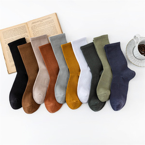 Men's Pure Cotton Crew Socks Mid-Calf Solid Color Sweat Absorbent Antibacterial Daily Casual Wear - Product Image 5