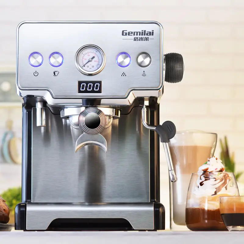 イタリアのエスプレッソコーヒーメーカーアルミオフィスビジネスコーヒーマシンシリーズミルク泡立て器付き