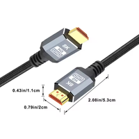 Câble tressé en or 8K 60Hz 2.1 de 2 m haute vitesse pour téléviseurs, PS5, Xbox, moniteurs de jeu, projecteurs, lecteurs DVD, utilisation automobile, gaine en PVC