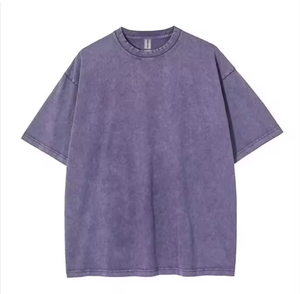 T-shirt Homme Oversize Délavé à l'Acide Manches Courtes Col Rond Vintage Couleur Unie 100% Coton Jersey Coupe Ample Anti-Rétrécissement Design Vierge - Product Image 2
