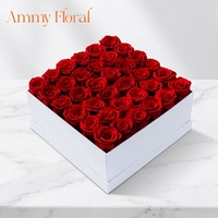 AM-PFC01 Ammy Ge conserveerde Bloem 36 Rozen Vierkante Witte Cadeaubox Eeuwige Roos Bloemenbox Bruiloft Kerst Huisdecoratie