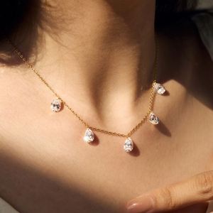 เครื่องประดับอัญมณีแสนสวย S925เงินโรเดียม14K สายโซ่ชุบทองจี้5A เซอร์โคเนียสำหรับสวมใส่ทุกวัน - Product Image 5
