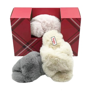 Caja PERSONALIZADA Suela gruesa Acogedora Moda al aire libre Interior Cómodo Acogedor Lujo Interior Piel sintética Felpa Casa Zapatillas mullidas para mujeres - Product Image 2