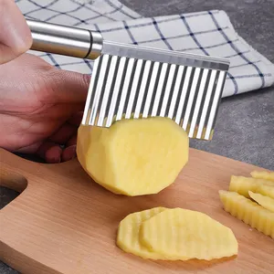 Stainless steel wave shape potato slice maker crinkle cutter knife ripple french fry potato