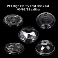 Vasos Desechables Transparentes de Plástico PET de Pared Simple con Tapa Plana de 90/98 mm para Bebidas Frías, Café y Té con Leche, Venta al Por Mayor
