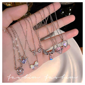 Cadenas para mujer de plata925 corazon plata joya collar mujeres accesorios aretes mujer iniciales cadenas de plata Solida - Product Image 1